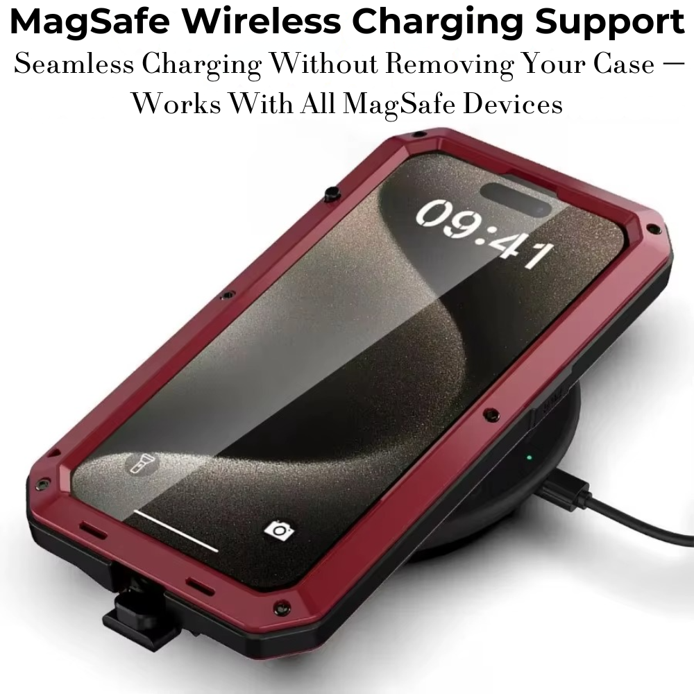 Military Heavy-Duty Metal iPhone Case – Full-Body Hybrid Cover with Slide Camera Protection & Built-in Screen Protector for iPhone Models