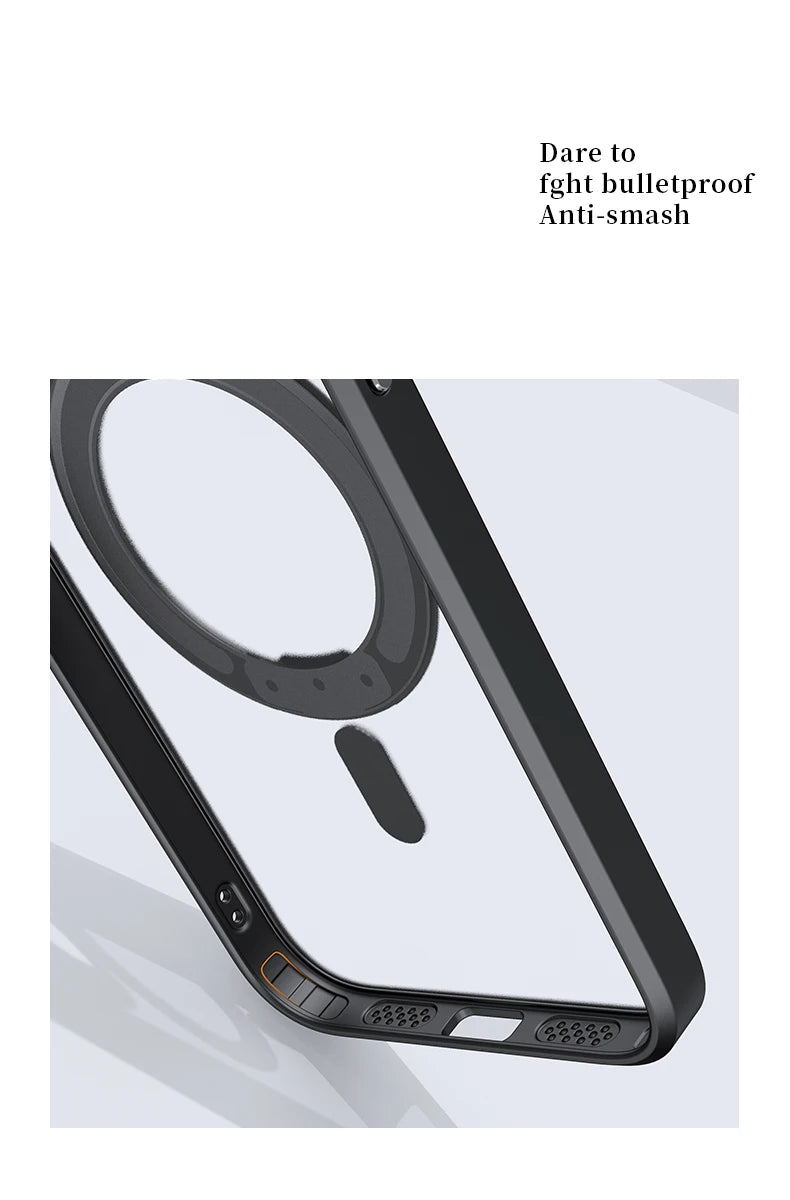 Luxury Magnetic 360° Rotating Stand Frosted Transparent Cover with Ring Holder Shockproof & Hands-Free Design Case for iPhone