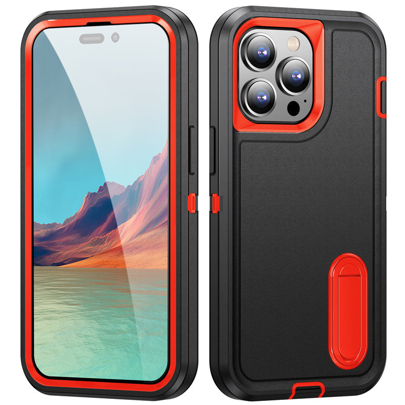 Hybrid Military-Grade Defender iPhone Case – Kickstand Full-Body Protection Cover for iPhone Models, Rugged and Shockproof 