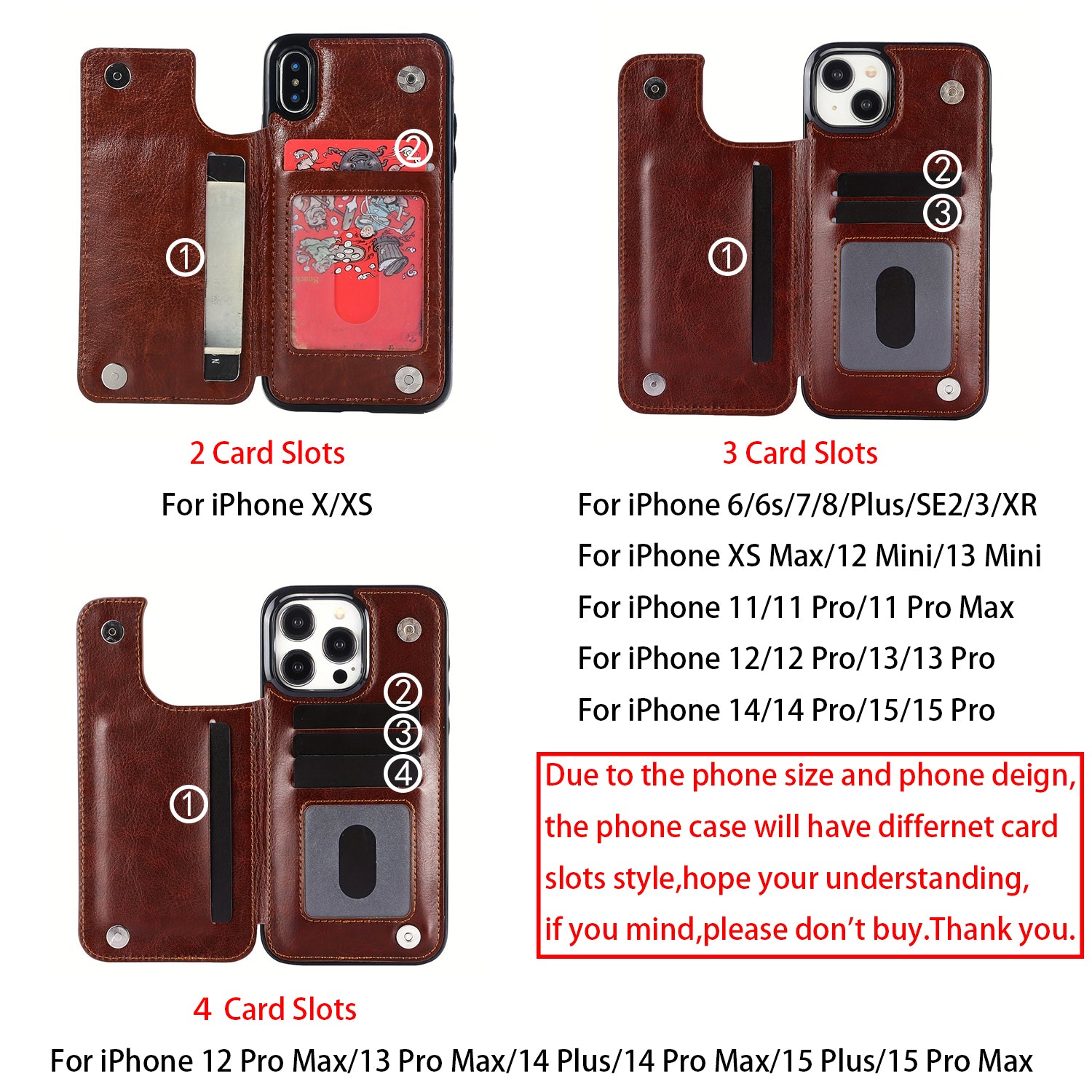 Luxury PU Leather Wallet iPhone Case – Kickstand, Card Holder Slots, Elegant Magnetic Closure for iPhone Models