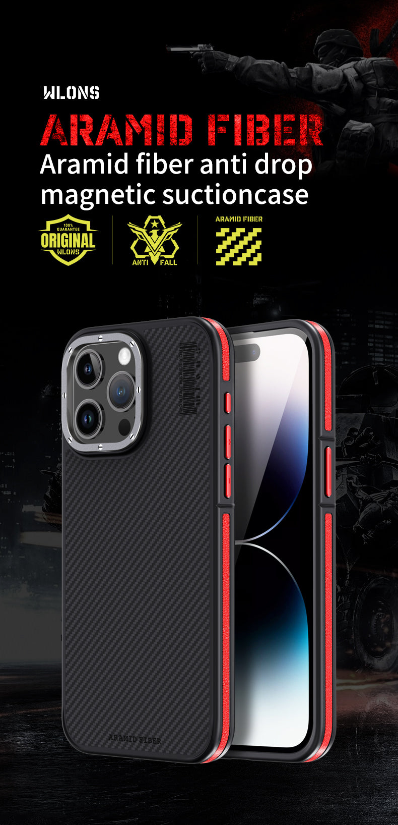 Premium 100% Aramid Fiber Kevlar iPhone Case – 600D Lightweight  Compatible Ultra-Thin Protective Cover for iPhone Models
