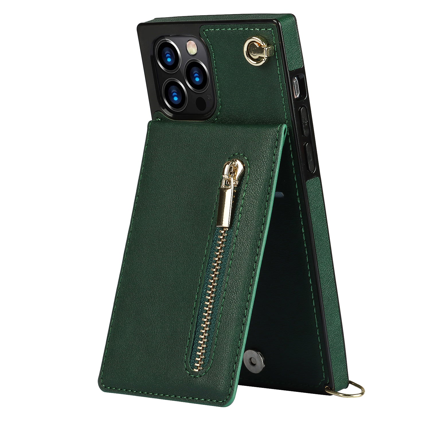 Luxury Zipper Wallet Crossbody Leather iPhone Case Card Holder, Lanyard Strap Magnetic Closure, Stylish Flip Cover for iPhone