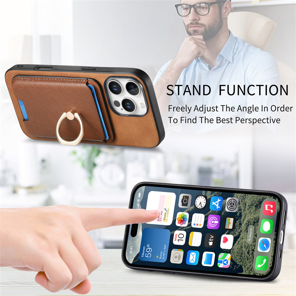 Luxury Detachable Magnetic Wallet iPhone Case – Card Holder, Ring Stand, Shockproof Protection for Secure and Convenient Use