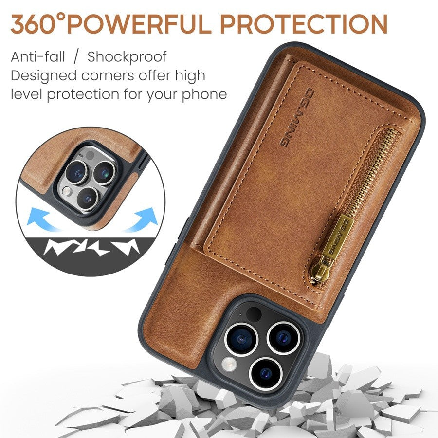 RFID Magnetic Detachable Leather Wallet iPhone Case – Stand Function, Secure Card Holder Premium Protection for iPhone Models