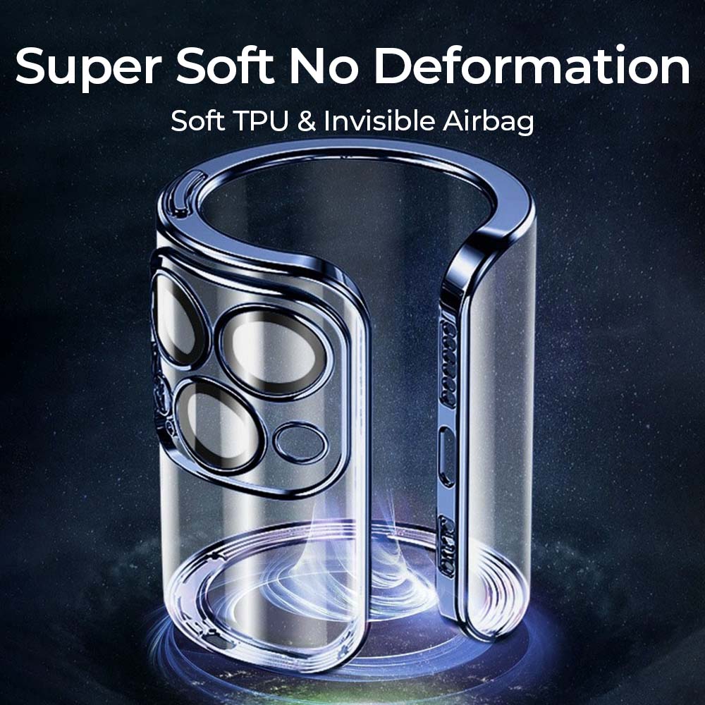 High-Quality Plating Transparent iPhone Case - Soft Silicone Shockproof Cover with Lens Protector Case for iPhone