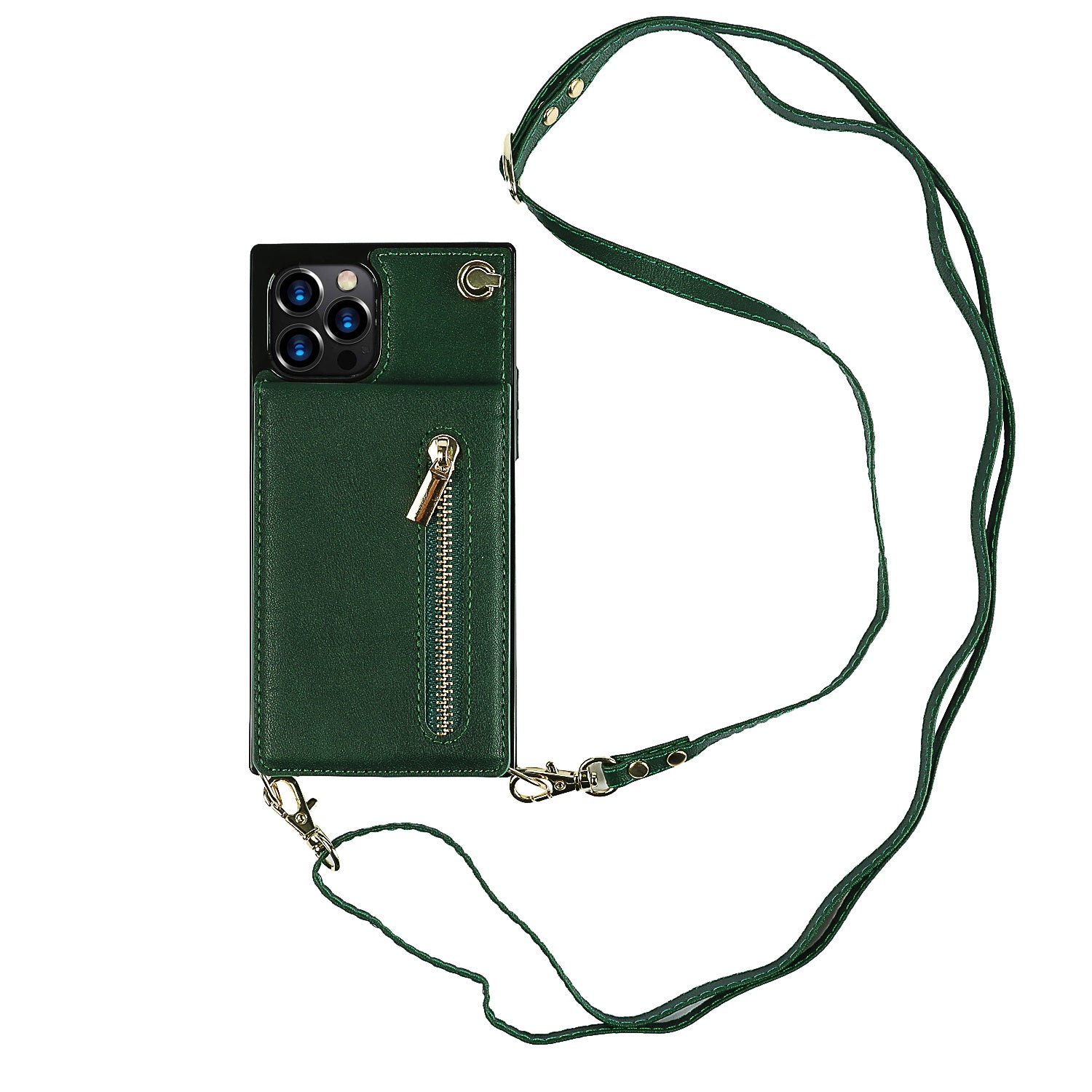 Luxury Zipper Wallet Crossbody Leather iPhone Case Card Holder, Lanyard Strap Magnetic Closure, Stylish Flip Cover for iPhone