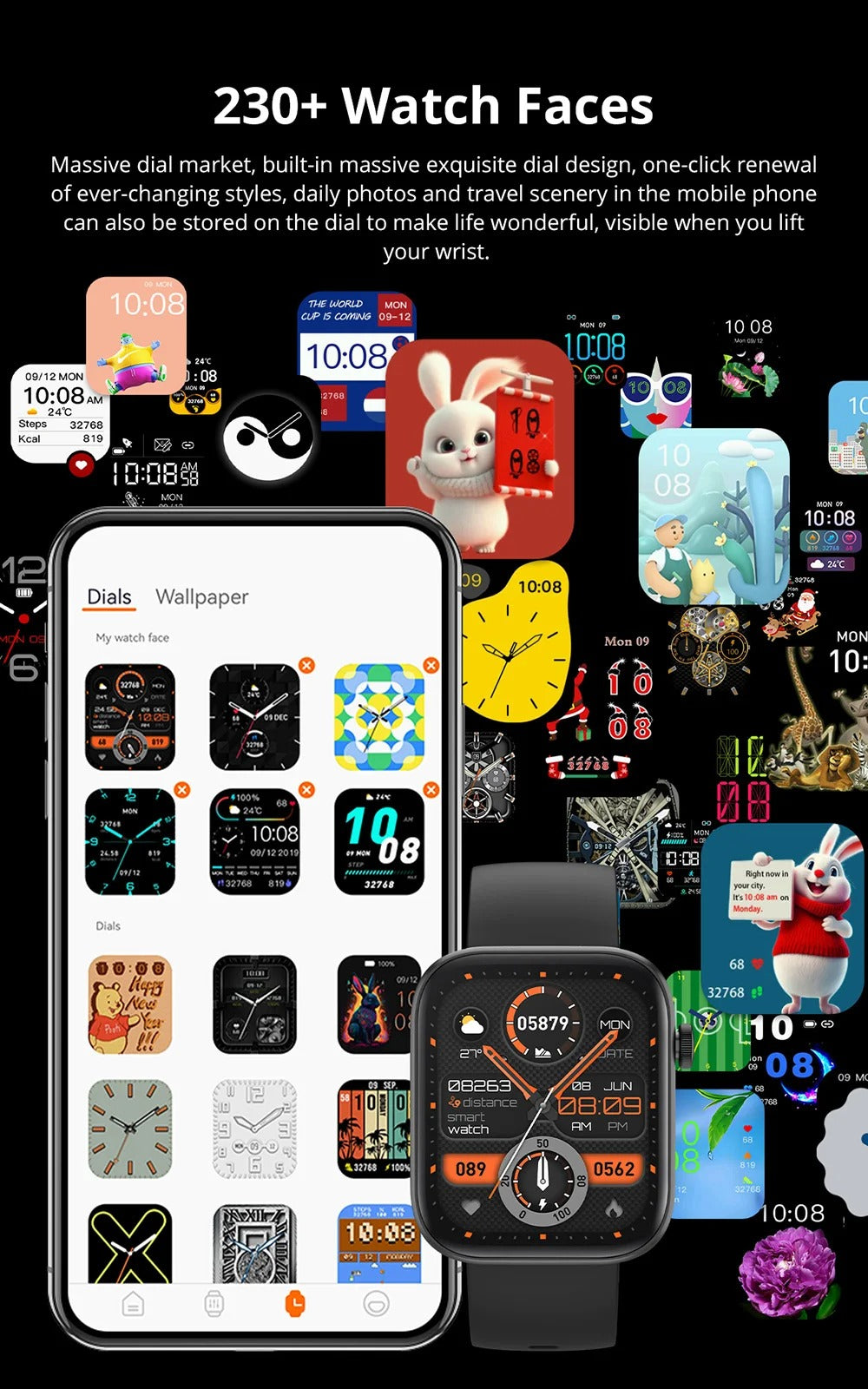 Premium Smartwatch with Bluetooth Calling, Health Monitoring Features, IP68 Waterproof Fitness Watch with Voice Assistant for iPhone Users