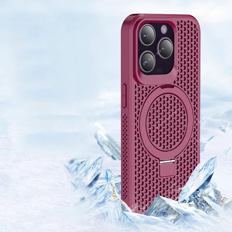 Luxury Apple iPhone Case, MagSafe Compatible, Camera Lens & Screen Protection, Ultra Thin, Shockproof, Magnetic Full All Around Cover – Matte Magnetic Case with Holder, Heat Dissipation & Wireless Charging Support