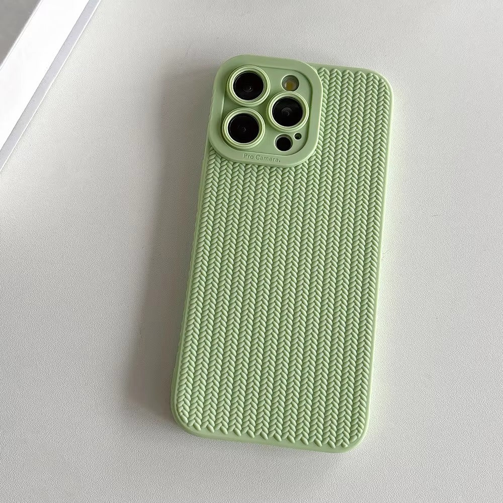 Luxury Apple iPhone Case, MagSafe Compatible, Camera Lens & Screen Protection, Ultra Thin, Shockproof, Magnetic Full All Around Cover – Woven Pattern Soft Silicone Case with Solid Color Stylish Design