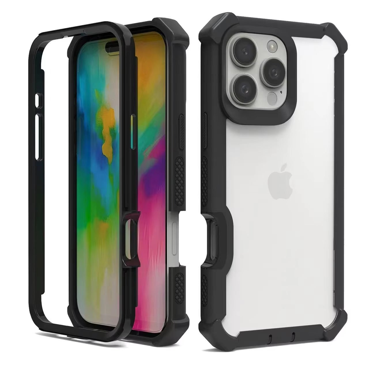 Robust Apple iPhone Case, MagSafe Compatible, Camera Lens & Screen Protection, Ultra Thin, Shockproof, Magnetic Full All Around Cover – Rugged Hybrid TPU Case with Transparent Silicone Back & Hard PC Bumper Frame