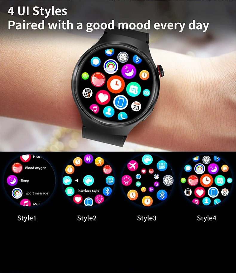 Premium AMOLED GPS Smart Watch – 1.46" HD Display, Bluetooth Calling, Fitness Tracker, IP68 Waterproof, Heart Rate & Sleep Monitor, NFC, Wireless Charging