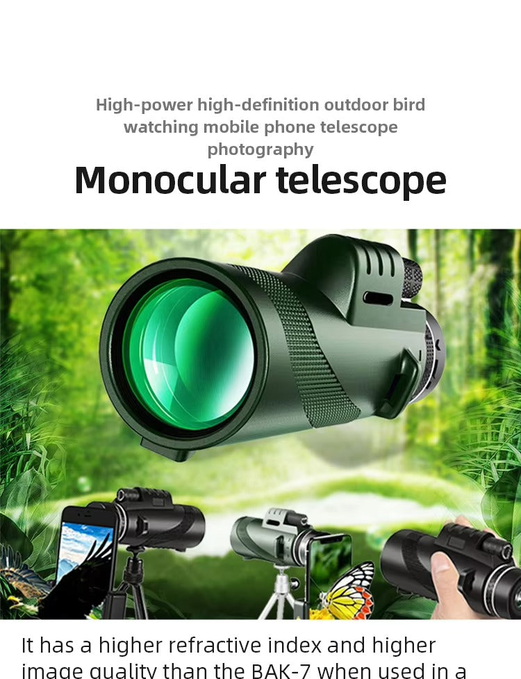 High Quality Portable Zoom HD Telescope – Foldable 5000M Long-Range Mini Monocular for Hunting, Sports, Camping