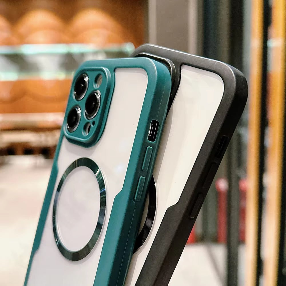 Luxury Apple iPhone Case MagSafe Compatible Ultra Thin Magnetic  All Around Protection Cover with Double Touch Clear Design