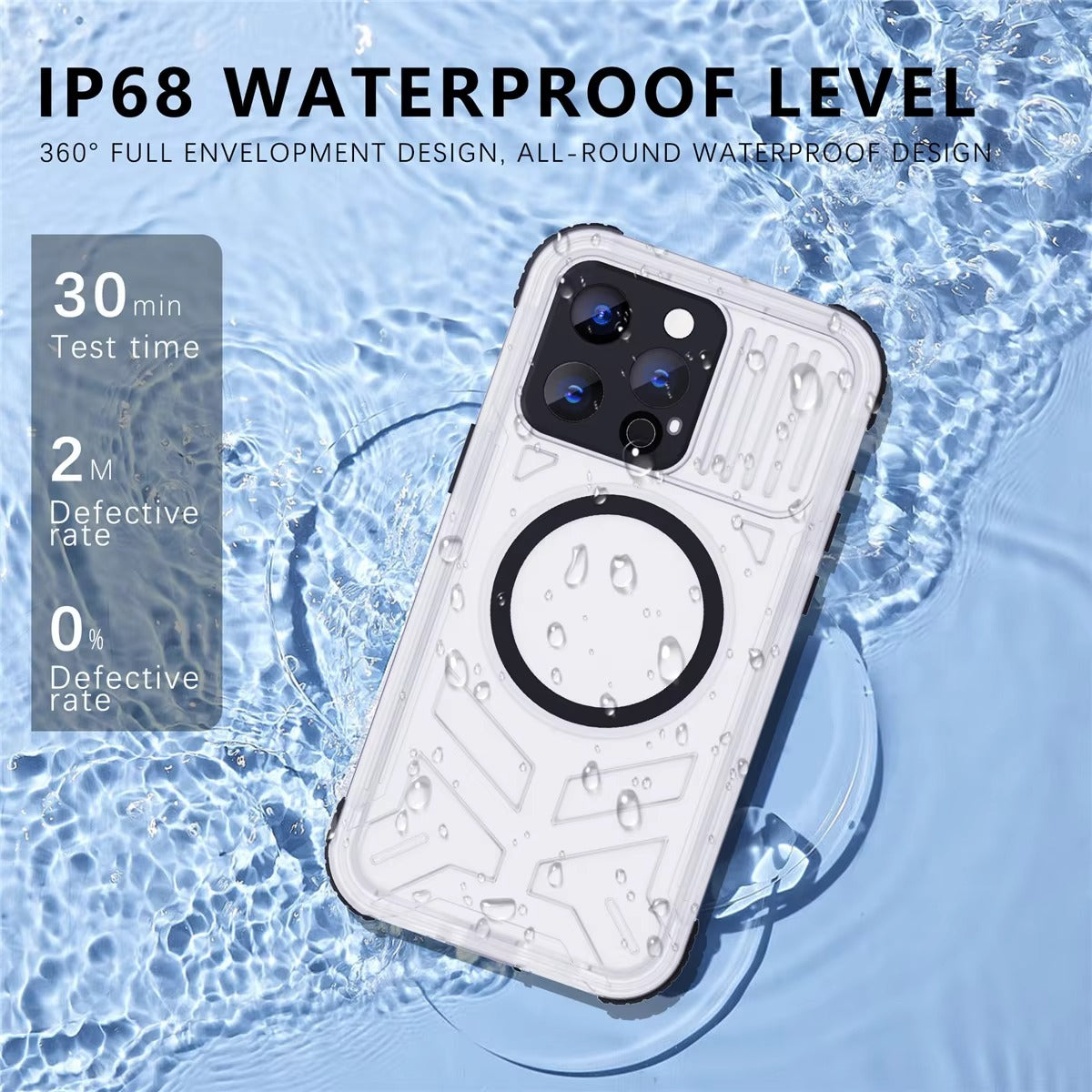 Luxury Apple iPhone Case MagSafe Compatible, Camera Lens & Screen Protection, Ultra Thin Shockproof Magnetic Full All Around Protection Cover with IP68 Waterproof Matte Finish