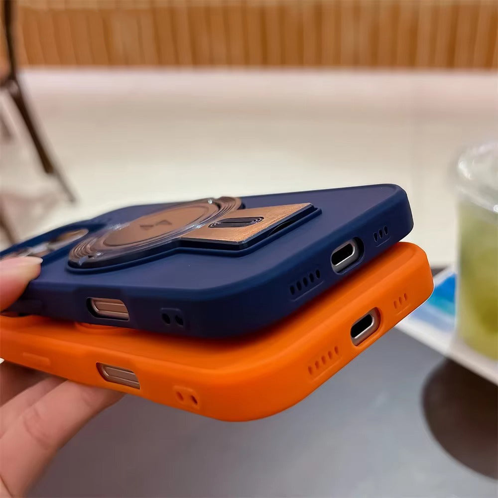 Luxury Apple iPhone Case, MagSafe Compatible, Camera Lens & Screen Protection, Ultra Thin, Shockproof, Magnetic Full All Around Cover – Invisible Folding Bracket Silicone Case with Soft Touch Finish