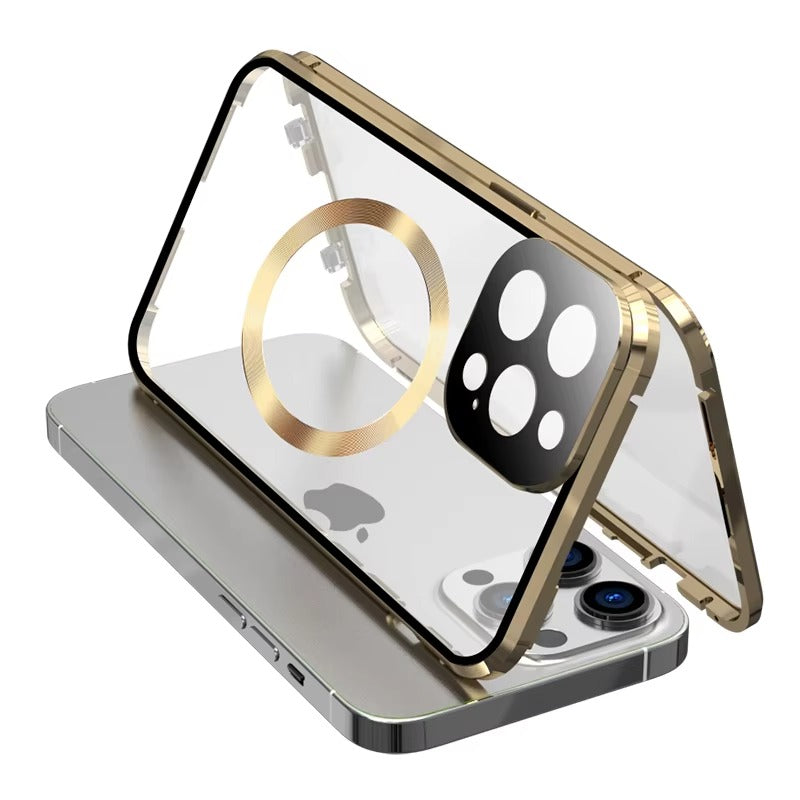 Premium 360° Glass Apple iPhone Case, MagSafe Compatible, Ultra Thin Magnetic Shockproof Full Protection