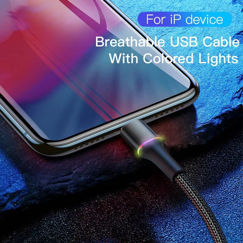 Premium, LED USB Cable for iPhone – Fast Charging Lightning Cord for iPad, iPhone Devices, Data Transfer Wire, Durable Phone 