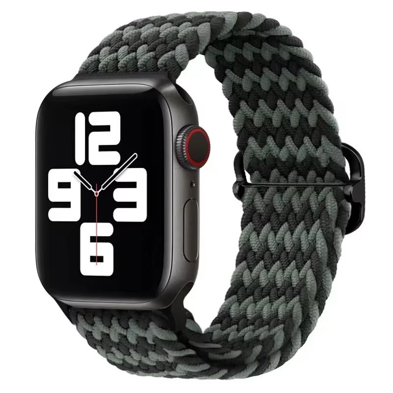 Premium Nylon Braided Solo Loop for Apple Watch – Adjustable Elastic Strap, Breathable Band for 40mm to 46mm Apple 