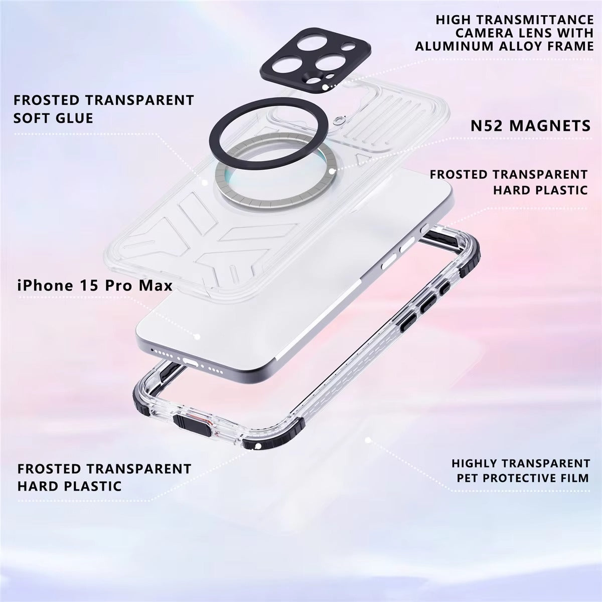 Luxury Apple iPhone Case MagSafe Compatible, Camera Lens & Screen Protection, Ultra Thin Shockproof Magnetic Full All Around Protection Cover with IP68 Waterproof Matte Finish