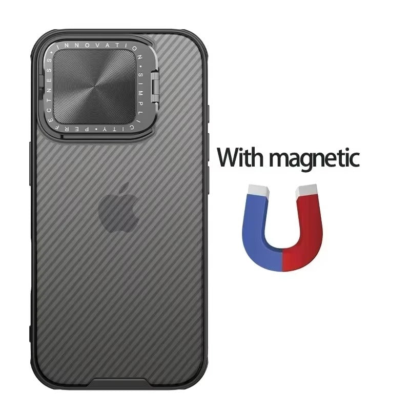 Premium Apple iPhone Case  Ultra Thin Shockproof Magnetic Full All Around Protection Cover with Slide Camera Stand Bracket