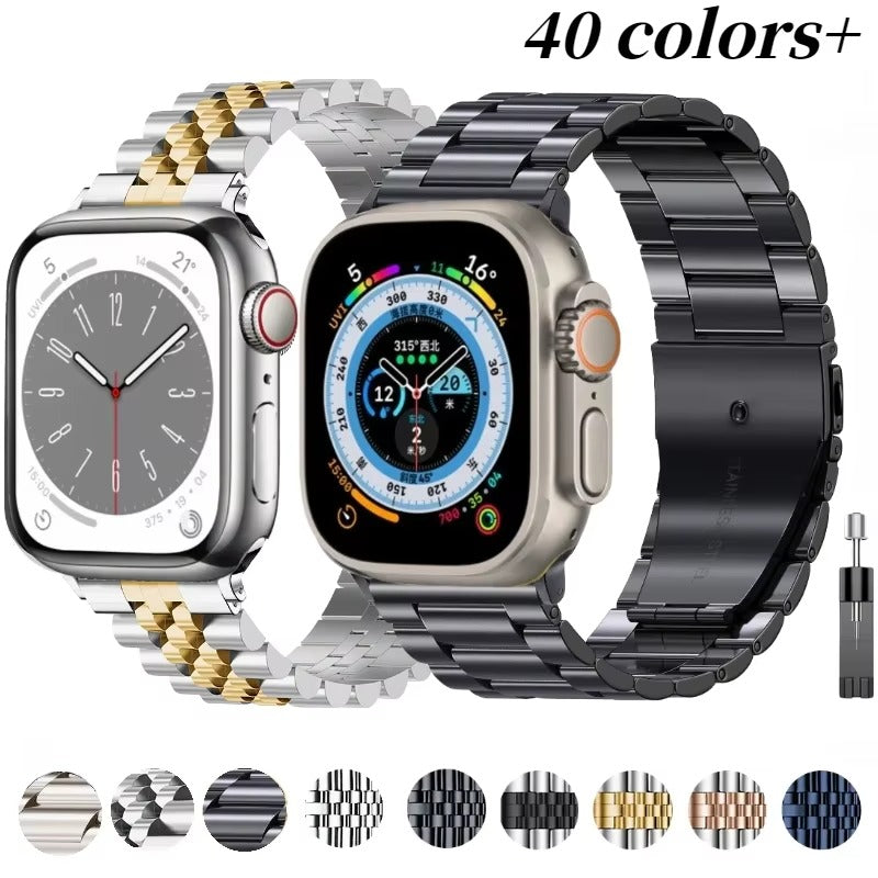 Luxury Stainless Steel Watch Band – Adjustable Metal Strap Bracelet with Secure Clasp for 40mm to 49mm Smartwatch, Durable 