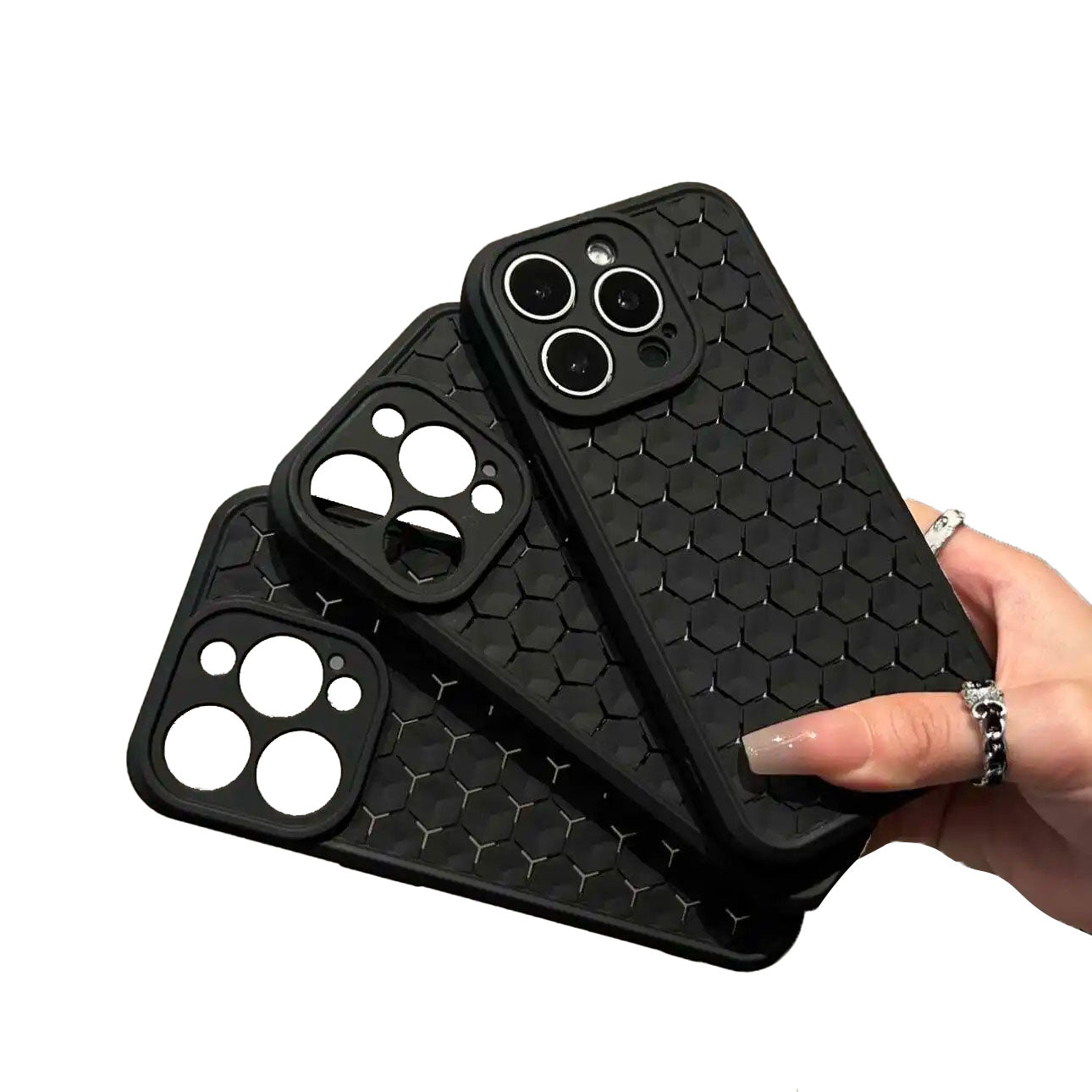 High Quality Apple iPhone Case, MagSafe Compatible, Camera Lens & Screen Protection, Ultra Thin, Shockproof, Magnetic Full All Around Cover – Mesh Honeycomb Silicone Case with Breathable Cooling & Heat Dissipation Design