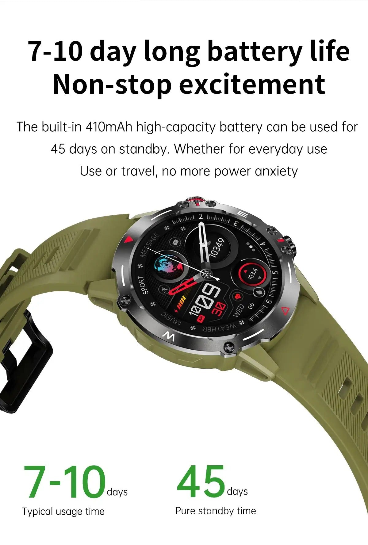 Premium Rugged AMOLED Smartwatch – 1.43" Bluetooth Calling Watch, IP68 Waterproof, Fitness Tracker, SpO2, Sleep Monitor, Voice Assistant, Long Battery Life