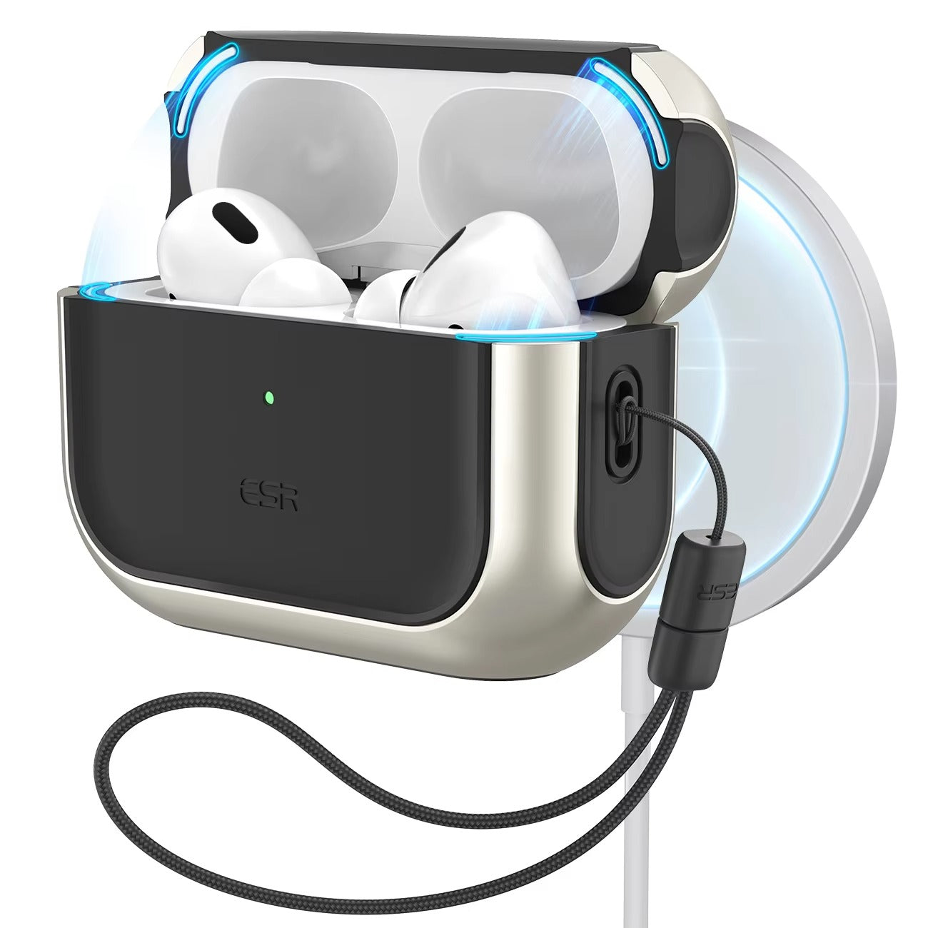 Premium MagSafe Case for AirPods Pro 2, with Lanyard, Compatible with AirPods Pro Series 2023, 2022, 2019 (USB-C & Lightning)