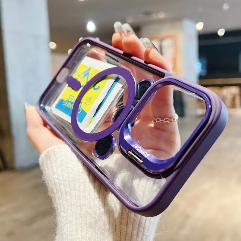 Premium Apple iPhone Case MagSafe Compatible, Camera Lens & Screen Protection, Cover with Hard Shell & Stand Bracket