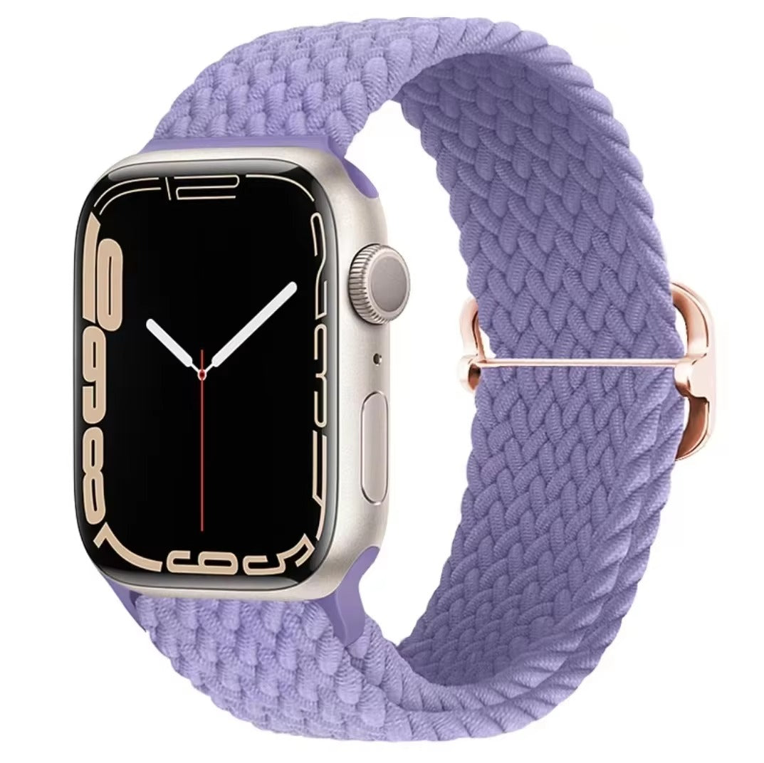 Premium Nylon Braided Solo Loop for Apple Watch – Adjustable Elastic Strap, Breathable Band for 40mm to 46mm Apple 