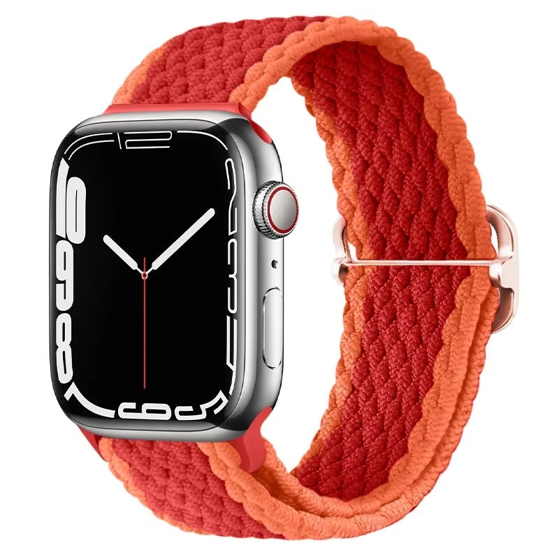 Premium Nylon Braided Solo Loop for Apple Watch – Adjustable Elastic Strap, Breathable Band for 40mm to 46mm Apple 