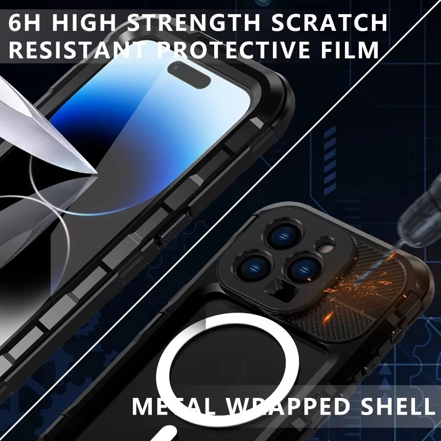 Robust Apple iPhone Case MagSafe Compatible, Camera Lens & Screen Protection, Ultra Thin Shockproof Magnetic Full All Around Protection Cover with IP68 Metal Military Design
