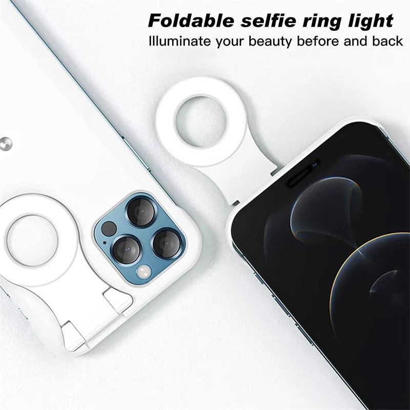 Luxury Apple iPhone Case, MagSafe Compatible, Camera Lens & Screen Protection, Ultra Thin, Shockproof, Magnetic Full All Around Cover – Built-in LED Selfie Ring Light Back Glow Case