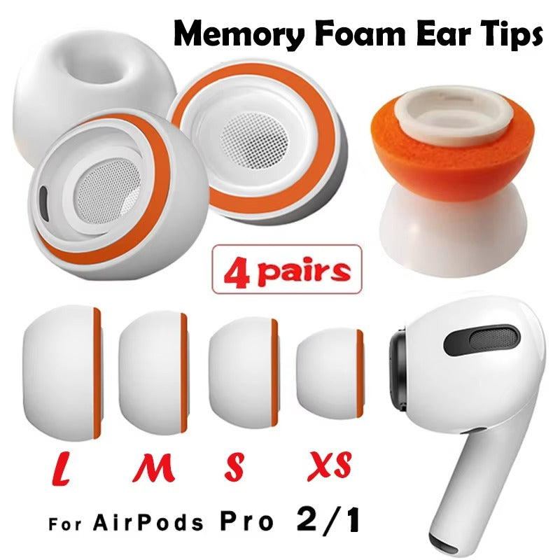 Premium Memory Foam Ear Tips for AirPods Pro 1, 2 – Silicone Earpads, Replacement Ear Cushions, Eartip Caps in Small, Medium, Large for Secure Comfort Fit