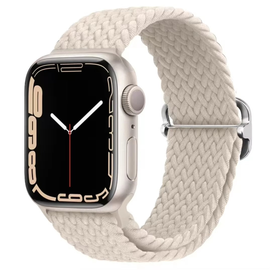 Premium Nylon Braided Solo Loop for Apple Watch – Adjustable Elastic Strap, Breathable Band for 40mm to 46mm Apple 