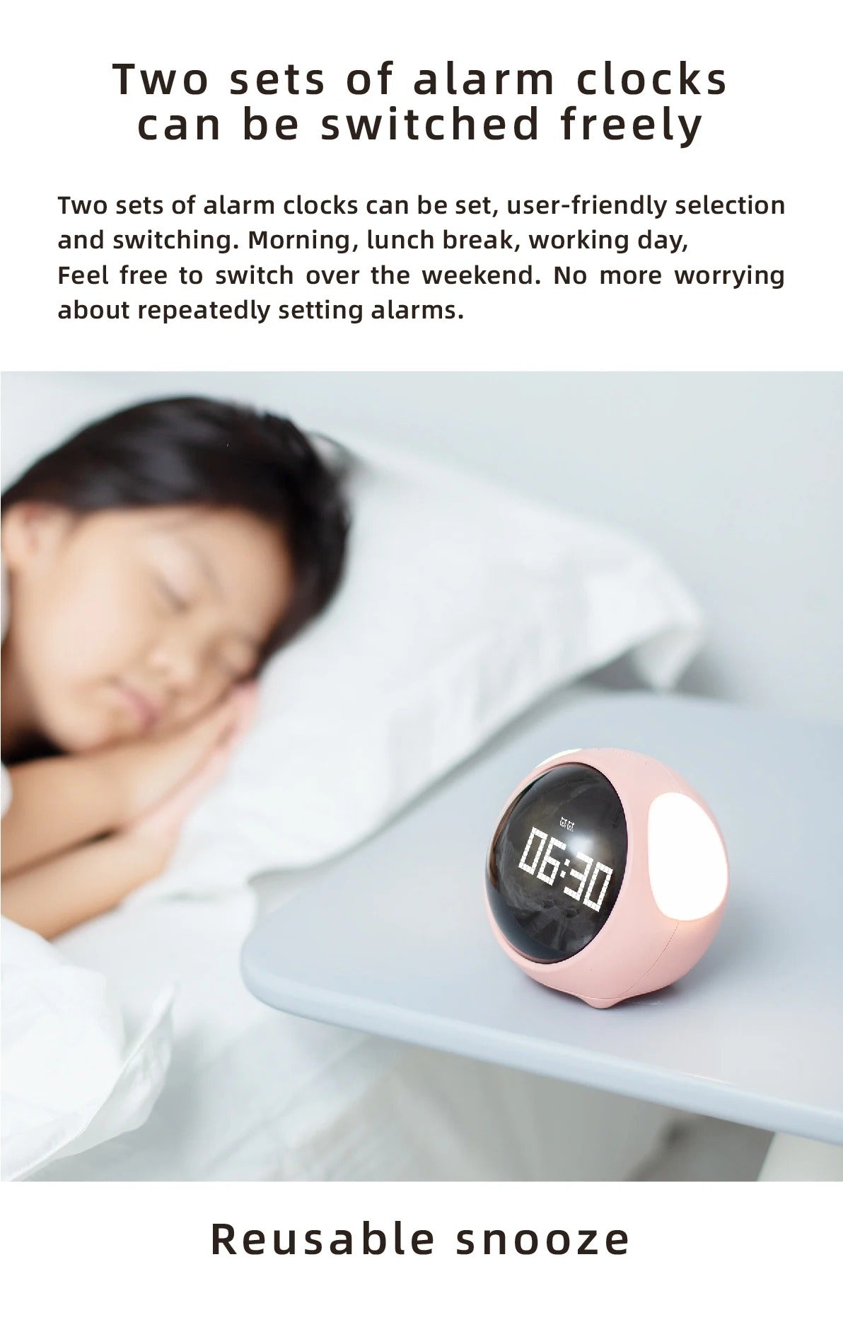 Luxury LED Digital Alarm Clock – Multifunction Voice Control Night Light with Snooze, Temperature Display, Dual Alarms, Music, Modern Home Design