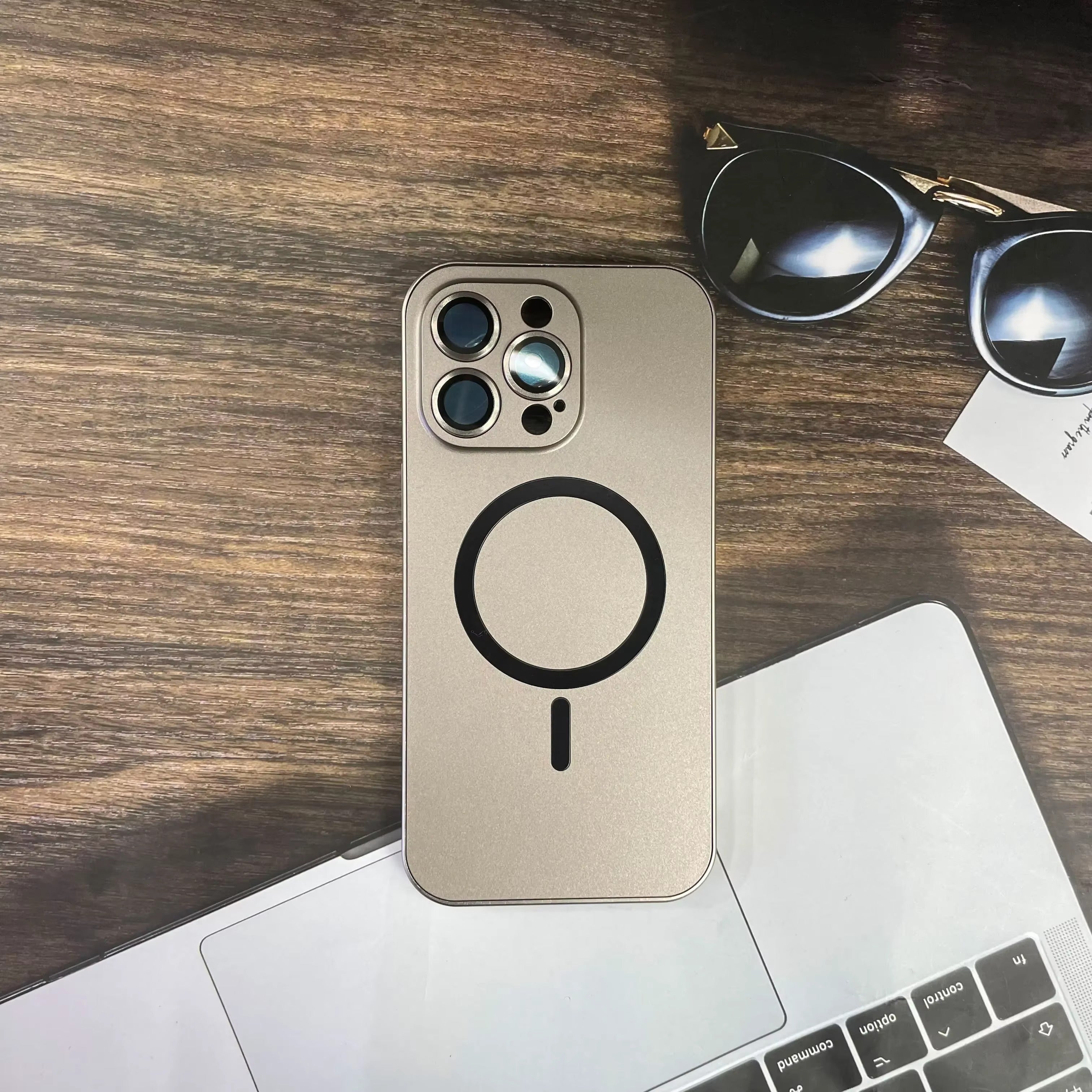 Premium Apple iPhone Case, MagSafe Compatible, Camera Lens & Screen Protection, Ultra Thin, Shockproof, Magnetic Full All Around Cover – Aluminum Metal Frame Case with Hard PC Back for Stylish Impact Protection