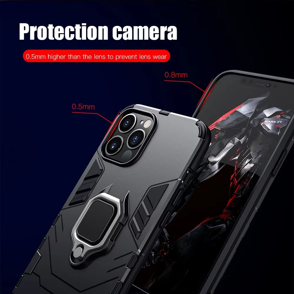 Robust Apple iPhone Case, MagSafe Compatible, Camera Lens and Screen Protection, Ultra Thin, Shockproof, Magnetic, Full All Around Protection, Armor Ring Stand Cover