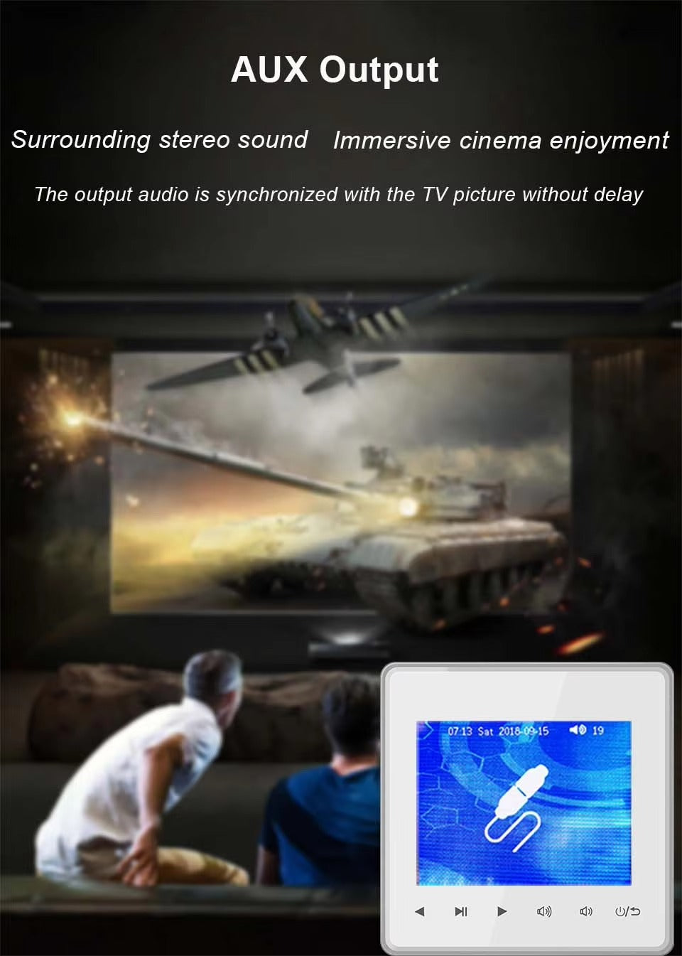 Premium Bluetooth Wall Amplifier for iPhone, 2.8" HD Touchscreen Music Control Panel, Smart Home Stereo System with FM, AUX,  