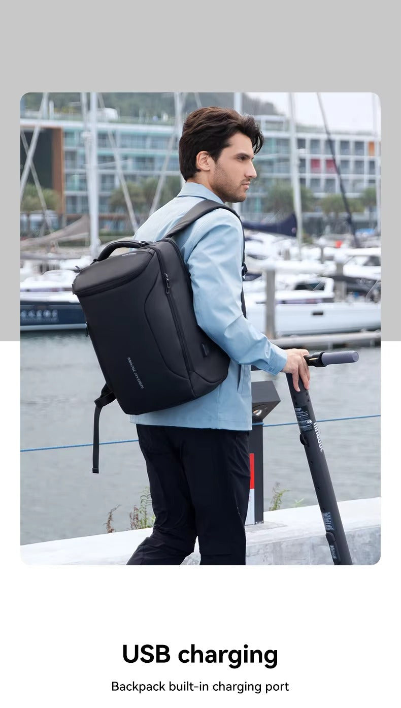 High Quality Waterproof Laptop Backpack for Men, USB Charging Travel Bag, Business Tech Rucksack Fits 17" MacBook 