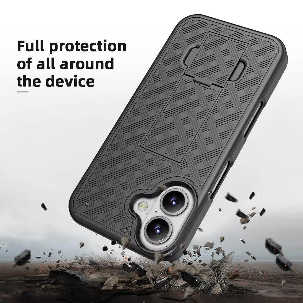 High Quality Apple iPhone Case, MagSafe Compatible, Camera Lens & Screen Protection, Ultra Thin, Shockproof, Magnetic Full All Around Cover – 2-in-1 Holster Combo Case with Kickstand & Waist Belt Clip