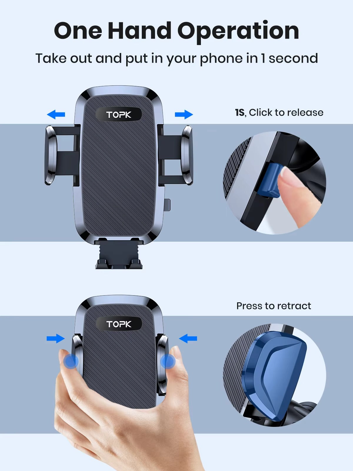High Quality Universal Car Phone Holder – 360° Rotating Vent Mount with Hook Clip,  Apple iPhone Devices