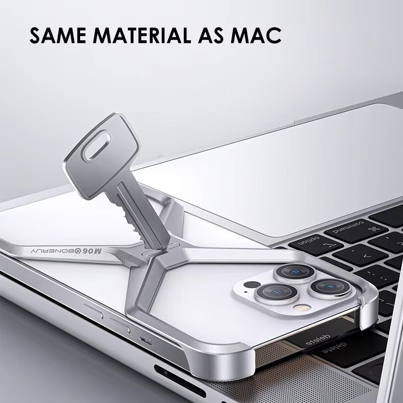 Luxury Apple iPhone Case, MagSafe Compatible, Camera Lens & Screen Protection, Ultra Thin, Shockproof, Magnetic Full All Around Cover – Rimless Aluminum X-Frame Case with Heat Dissipation & Removable Armor Design