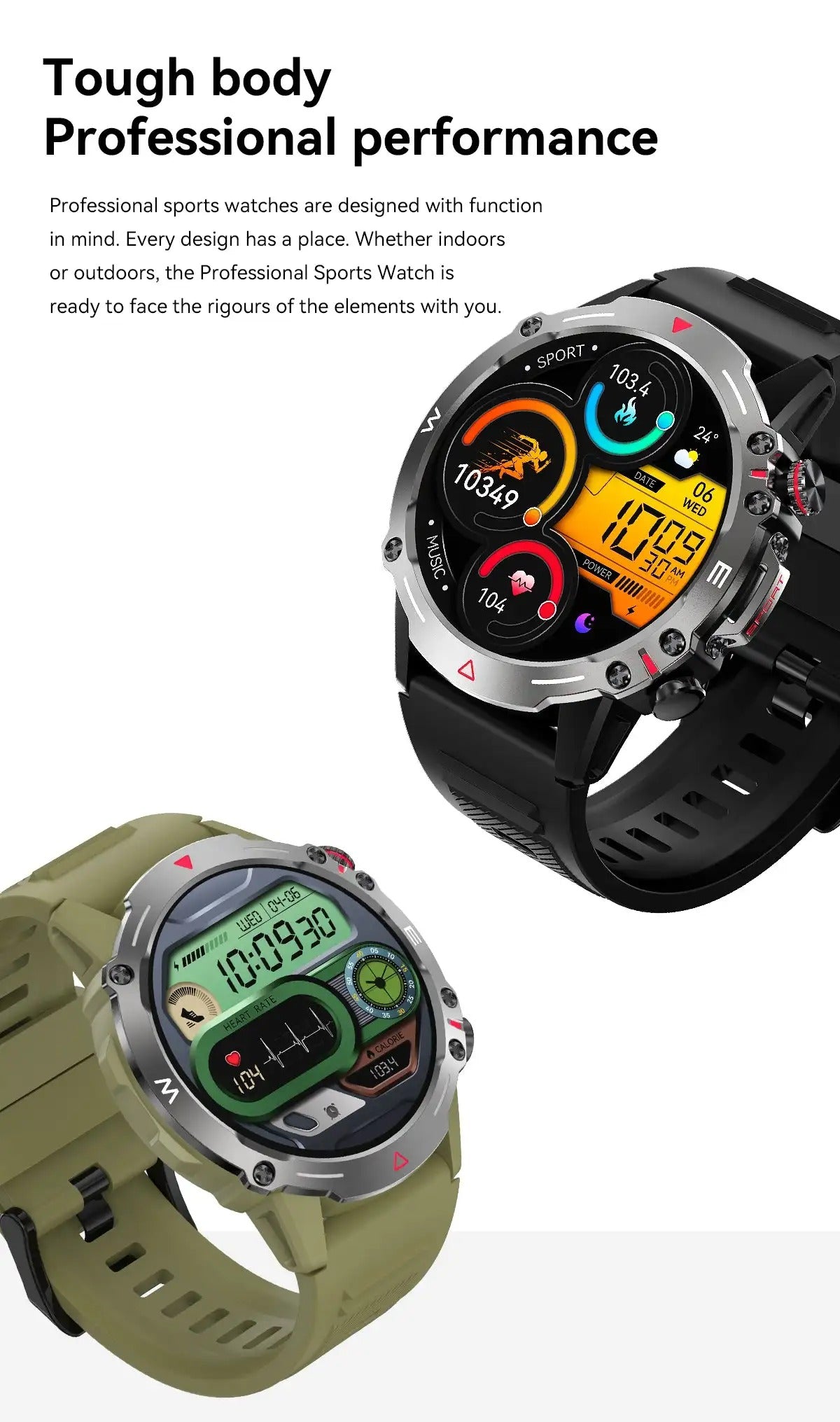 Premium Rugged AMOLED Smartwatch – 1.43" Bluetooth Calling Watch, IP68 Waterproof, Fitness Tracker, SpO2, Sleep Monitor, Voice Assistant, Long Battery Life