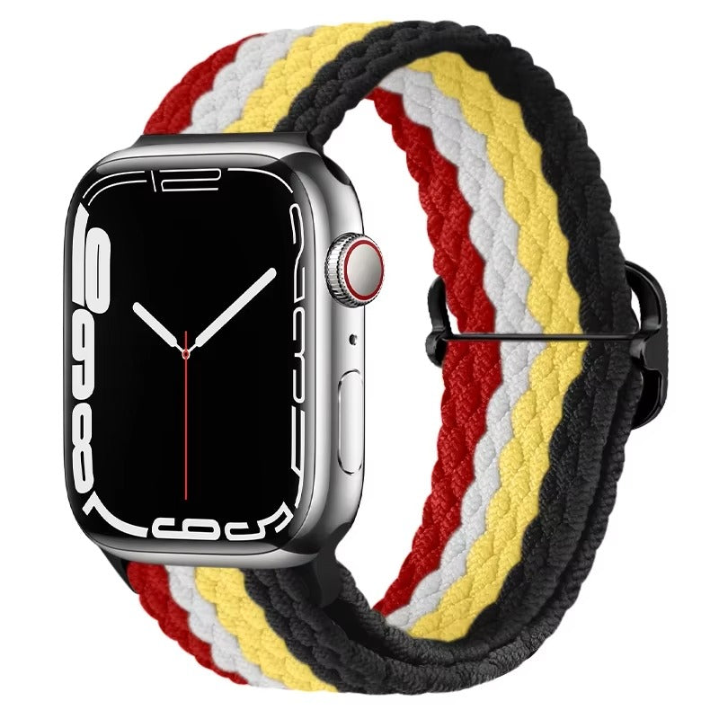 Premium Nylon Braided Solo Loop for Apple Watch – Adjustable Elastic Strap, Breathable Band for 40mm to 46mm Apple 