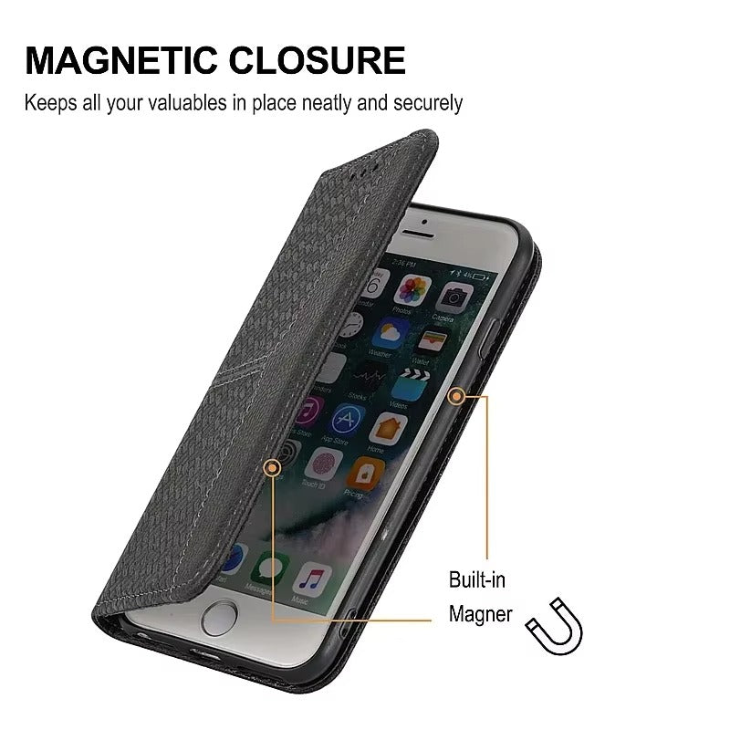 Luxury Apple iPhone Case, MagSafe Compatible, Camera Lens and Screen Protection, Ultra Thin, Shockproof, Magnetic, Full All Around Protection, Classic Leather Flip Cover