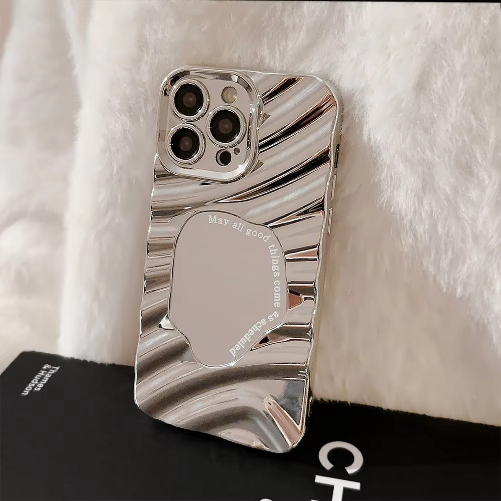 Luxury Apple iPhone Case, MagSafe Compatible, Camera Lens and Screen Protection, Ultra Thin, Shockproof, Magnetic, Full All Around Protection, Wavy Mirror Bumper Cover