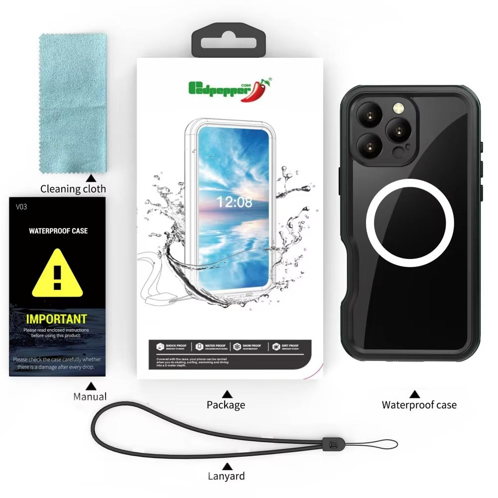 Premium Apple iPhone Case MagSafe Compatible, Camera Lens & Screen Protection, Cover with IP68 Waterproof TPU Armor