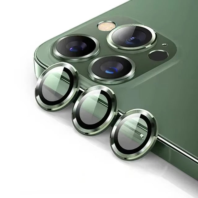 Luxury Metal Camera Lens Protector for iPhone – Diamond Edging, 9H Corning Glass, Anti-Scratch, Shockproof, Ultra HD Transparent Lens Cover Ring