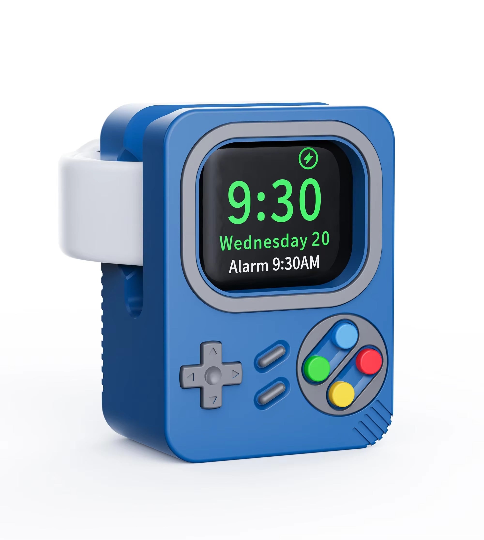 Premium Retro Charging Stand for Smartwatch – Desktop Silicone Dock Holder with Cable Slot, Nightstand Mode Compatible 